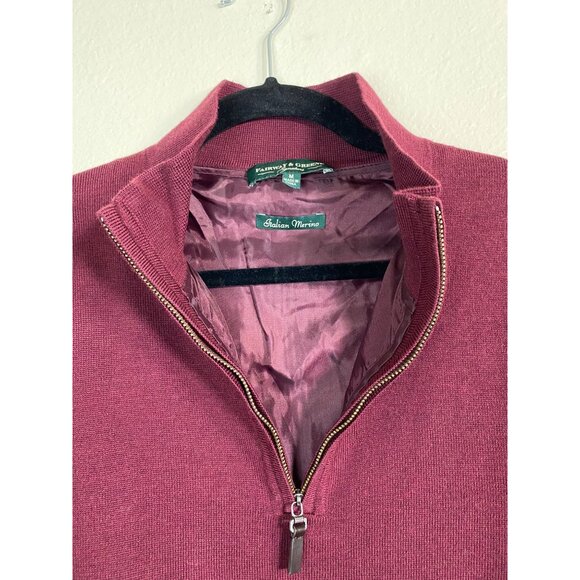 Fairway & Greene Italian Merino Wool Burgundy Quarter Zip Sweater Size Medium - Picture 10 of 16